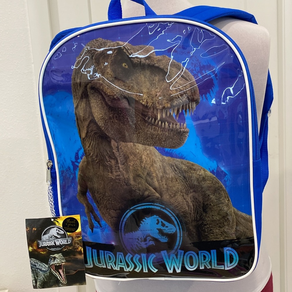NWT Jurassic World T Rex Raptor Blue Backpack